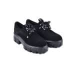 FLOR 739 NEGRU VELUR 1 Pantofi Casual, 09376, din piele naturala